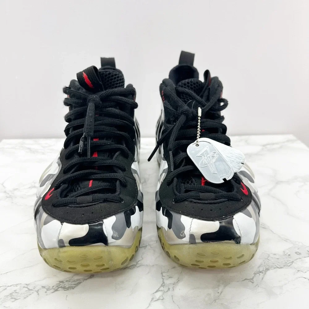 Nike Air‎ Foamposite One PRM Mens 7.5 White Camo Good Fighter Jet 575420-001